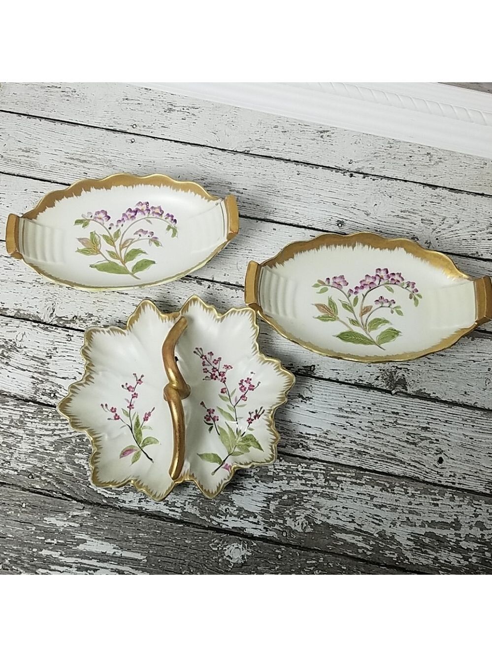 Vintage Porcelain nut dish & tray set